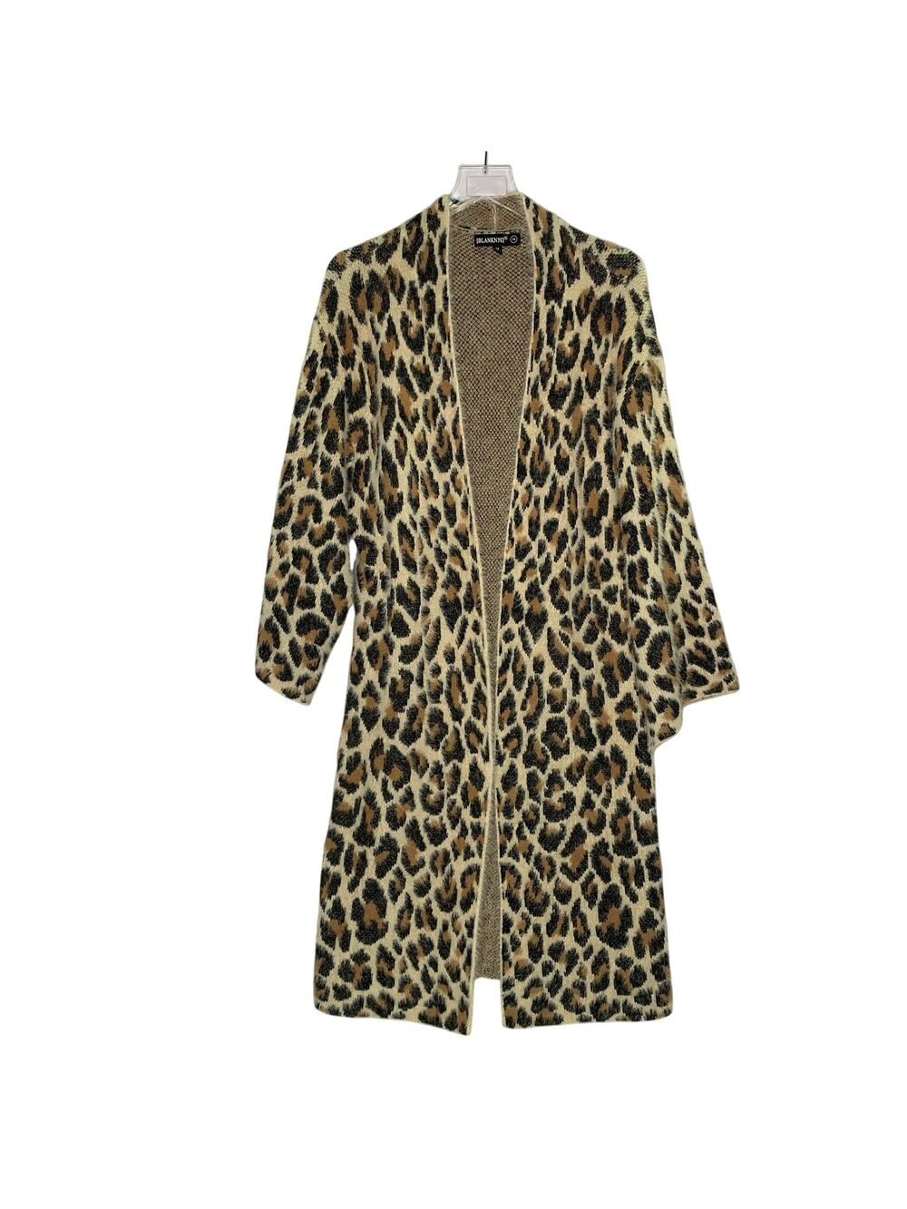 BLANKNYC Leopard Duster M Fuzzy Knit Fabric Full Range Open Front Animal Print